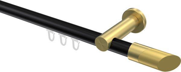 Innenlauf Gardinenstange Aluminium / Metall 20 mm Ø PLATON - Verano Schwarz / Messing-Optik 100 cm