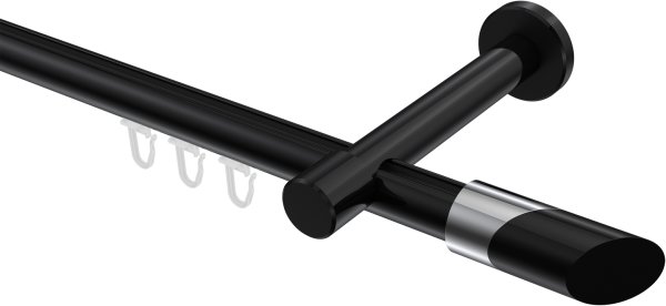 Innenlauf Gardinenstange Aluminium / Metall 20 mm Ø PRESTIGE - Verano Schwarz