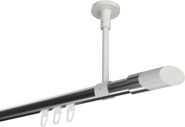 Innenlauf Gardinenstange Aluminium / Metall 20 mm Ø SONETTE - Verano Chrom / Weiß 420 cm (3 x 140 cm)