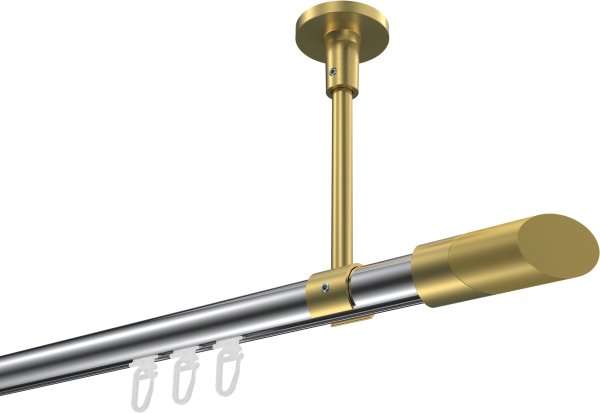 Innenlauf Gardinenstange Aluminium / Metall 20 mm Ø SONETTE - Verano Chrom / Messing-Optik 420 cm (3 x 140 cm)