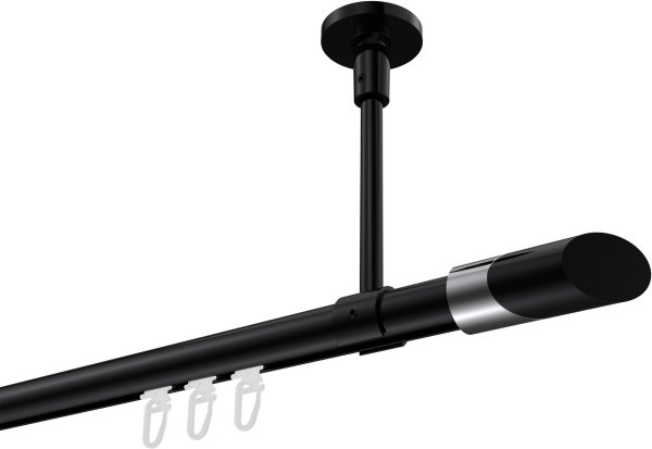 Innenlauf Gardinenstange Aluminium / Metall 20 mm Ø SONETTE - Verano Schwarz 420 cm (3 x 140 cm)