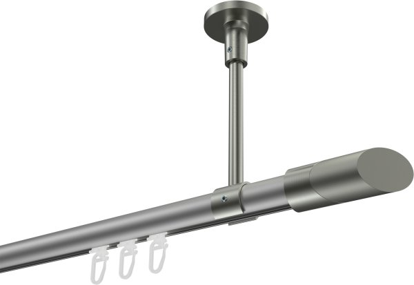 Innenlauf Gardinenstange Aluminium / Metall 20 mm Ø SONETTE - Verano Silbergrau / Edelstahl-Optik 420 cm (3 x 140 cm)