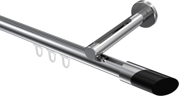 Innenlauf Gardinenstange Aluminium / Metall 20 mm Ø SITENO - Verano Chrom 100 cm