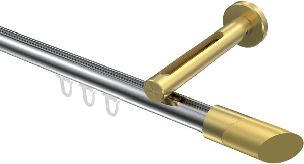 Innenlauf Gardinenstange Aluminium / Metall 20 mm Ø SITENO - Verano Chrom / Messing-Optik 100 cm