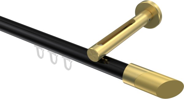 Innenlauf Gardinenstange Aluminium / Metall 20 mm Ø SITENO - Verano Schwarz / Messing-Optik 100 cm