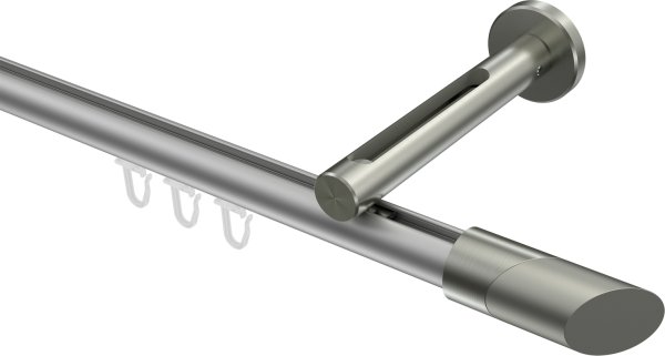 Innenlauf Gardinenstange Aluminium / Metall 20 mm Ø SITENO - Verano Silbergrau / Edelstahl-Optik 100 cm