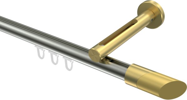 Innenlauf Gardinenstange Edelstahl-Optik / Messing-Optik 20 mm Ø SITENO - Verano 100 cm