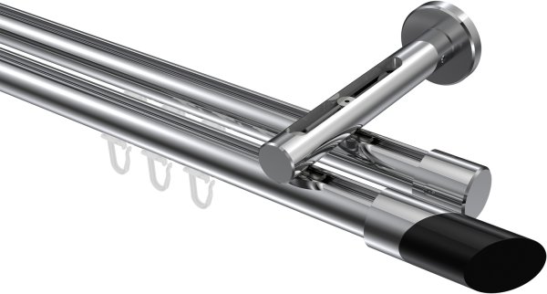 Innenlauf Gardinenstange Aluminium / Metall 20 mm Ø 2-läufig SITENO - Verano Chrom 100 cm