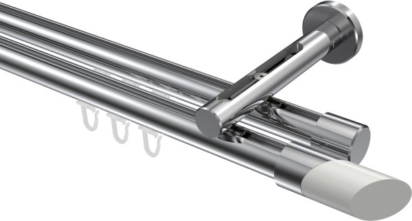 Innenlauf Gardinenstange Aluminium / Metall 20 mm Ø 2-läufig SITENO - Verano Chrom