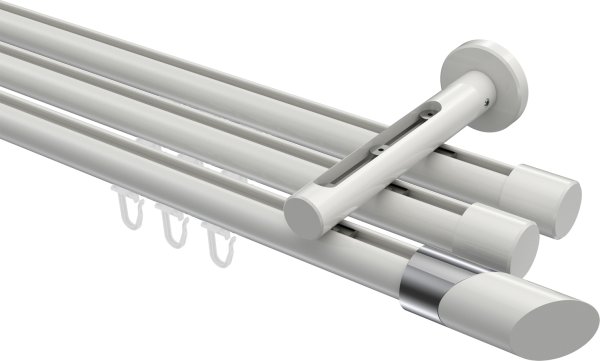 Innenlauf Gardinenstange Aluminium / Metall 20 mm Ø 3-läufig SITENO - Verano Weiß 100 cm