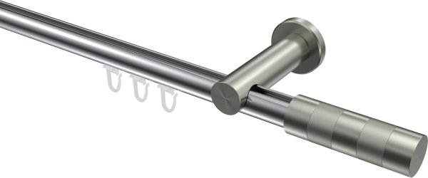 Innenlauf Gardinenstange Aluminium / Metall 20 mm Ø PLATON - Mavell Chrom / Edelstahl-Optik 100 cm