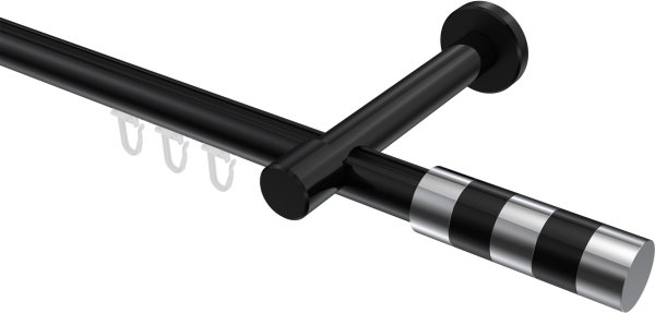 Innenlauf Gardinenstange Aluminium / Metall 20 mm Ø PRESTIGE - Mavell Schwarz
