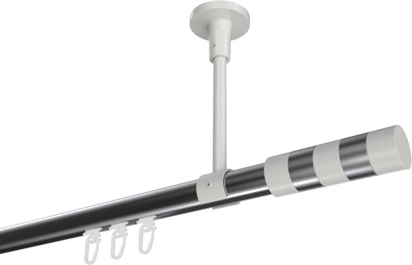 Innenlauf Gardinenstange Aluminium / Metall 20 mm Ø SONETTE - Mavell Chrom / Weiß 420 cm (3 x 140 cm)