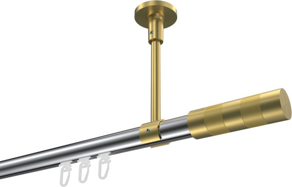 Innenlauf Gardinenstange Aluminium / Metall 20 mm Ø SONETTE - Mavell Chrom / Messing-Optik 420 cm (3 x 140 cm)