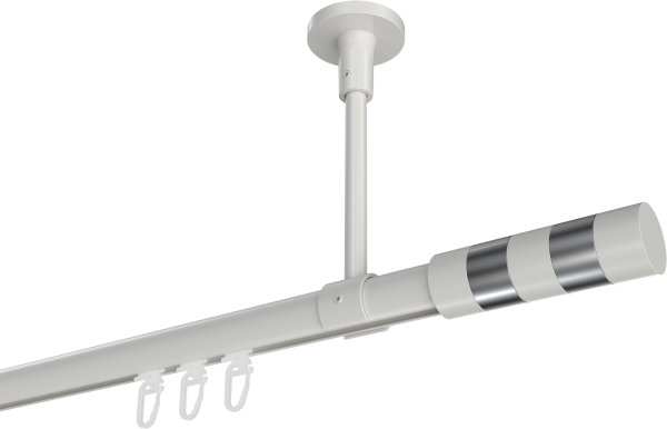 Innenlauf Gardinenstange Aluminium / Metall 20 mm Ø SONETTE - Mavell Weiß 420 cm (3 x 140 cm)