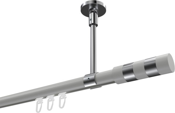 Innenlauf Gardinenstange Aluminium / Metall 20 mm Ø SONETTE - Mavell Weiß / Chrom 420 cm (3 x 140 cm)