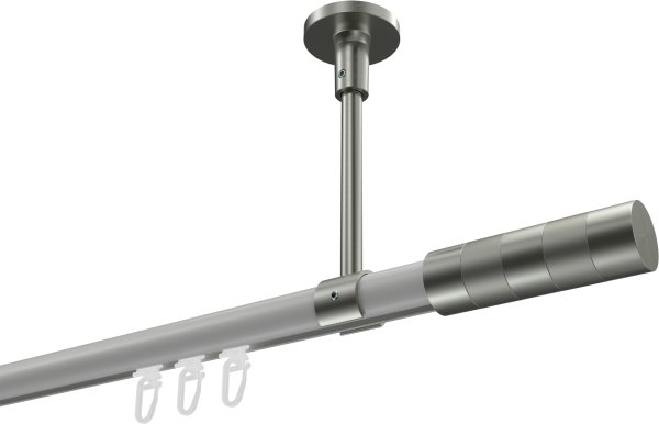 Innenlauf Gardinenstange Aluminium / Metall 20 mm Ø SONETTE - Mavell Weiß / Edelstahl-Optik 420 cm (3 x 140 cm)