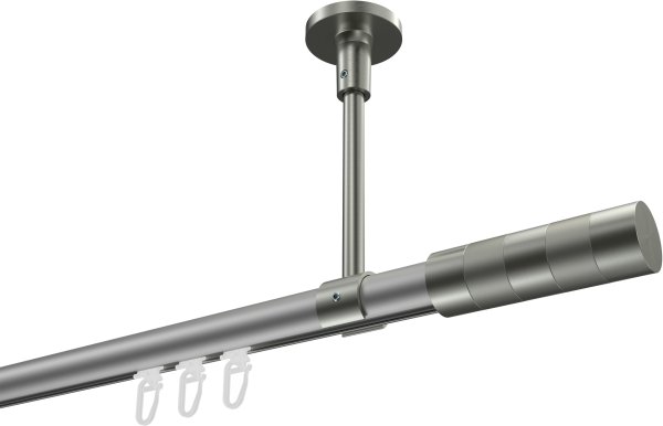Innenlauf Gardinenstange Aluminium / Metall 20 mm Ø SONETTE - Mavell Silbergrau / Edelstahl-Optik 420 cm (3 x 140 cm)