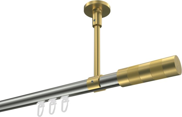 Innenlauf Gardinenstange Edelstahl-Optik / Messing-Optik 20 mm Ø SONETTE - Mavell 420 cm (3 x 140 cm)