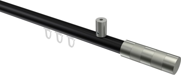 Innenlauf Gardinenstange Aluminium / Metall 20 mm Ø SONIUS - Mavell Schwarz / Edelstahl-Optik 100 cm