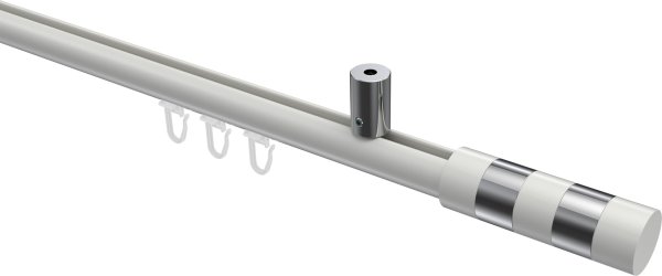 Innenlauf Gardinenstange Aluminium / Metall 20 mm Ø SONIUS - Mavell Weiß / Chrom 100 cm