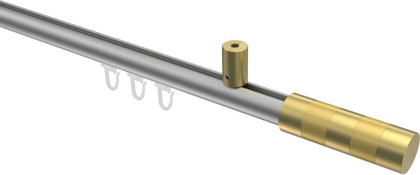 Innenlauf Gardinenstange Aluminium / Metall 20 mm Ø SONIUS - Mavell Silbergrau / Messing-Optik 100 cm