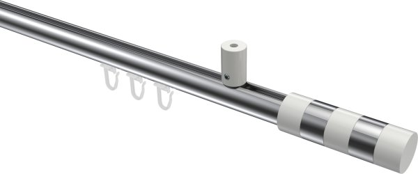 Innenlauf Gardinenstange Aluminium / Metall 20 mm Ø SONIUS - Mavell Edelstahl-Optik / Weiß 100 cm
