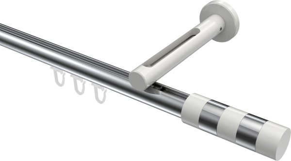 Innenlauf Gardinenstange Aluminium / Metall 20 mm Ø SITENO - Mavell Chrom / Weiß 100 cm