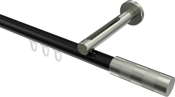 Innenlauf Gardinenstange Aluminium / Metall 20 mm Ø SITENO - Mavell Schwarz / Edelstahl-Optik 100 cm