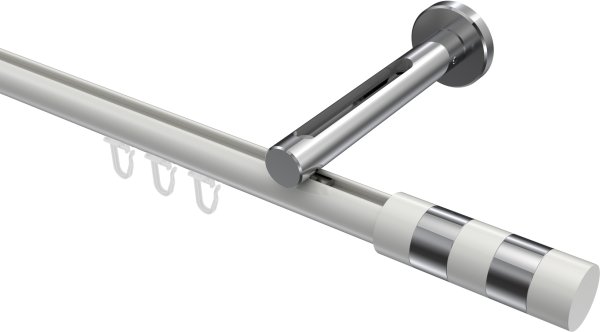 Innenlauf Gardinenstange Aluminium / Metall 20 mm Ø SITENO - Mavell Weiß / Chrom 100 cm