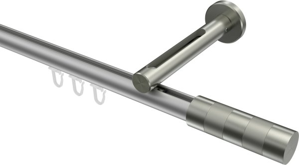 Innenlauf Gardinenstange Aluminium / Metall 20 mm Ø SITENO - Mavell Silbergrau / Edelstahl-Optik 100 cm