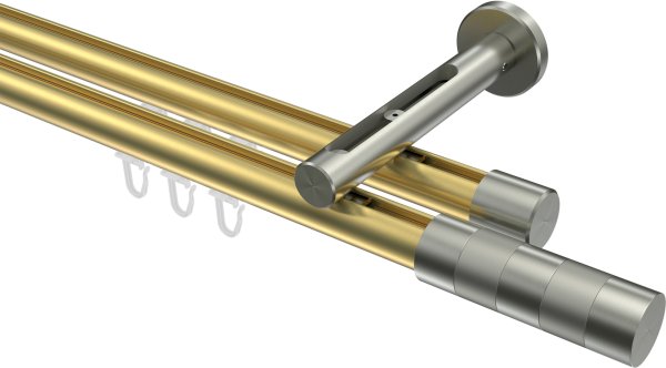 Innenlauf Gardinenstange Messing-Optik / Edelstahl-Optik 20 mm Ø 2-läufig SITENO - Mavell 100 cm