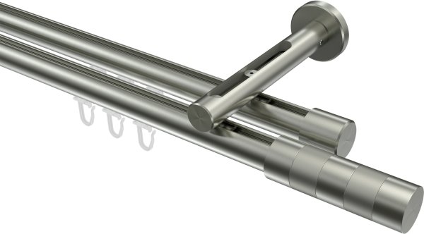Innenlauf Gardinenstange Edelstahl-Optik 20 mm Ø 2-läufig SITENO - Mavell 100 cm