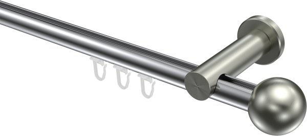 Innenlauf Gardinenstange Aluminium / Metall 20 mm Ø PLATON - Luino Chrom / Edelstahl-Optik 100 cm