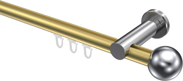 Innenlauf Gardinenstange Aluminium / Metall 20 mm Ø PLATON - Luino Messing-Optik / Chrom 240 cm