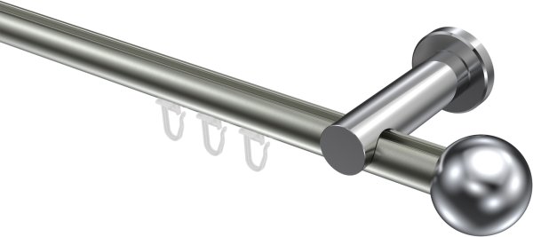 Innenlauf Gardinenstange Aluminium / Metall 20 mm Ø PLATON - Luino Edelstahl-Optik / Chrom 100 cm