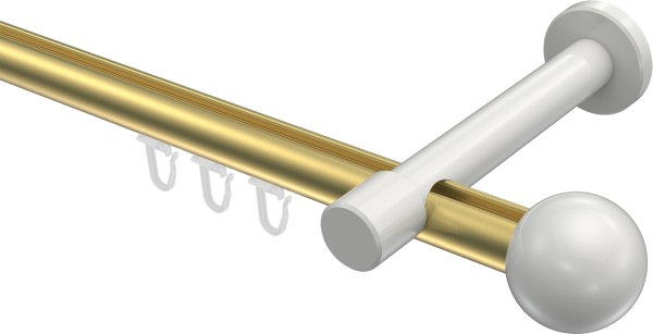 Innenlauf Gardinenstange Aluminium / Metall 20 mm Ø PRESTIGE - Luino Messing-Optik / Weiß 100 cm