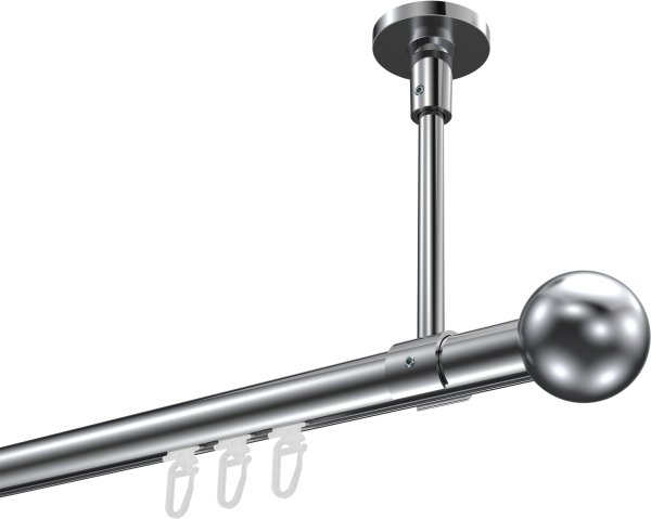 Innenlauf Gardinenstange Aluminium / Metall 20 mm Ø SONETTE - Luino Chrom 420 cm (3 x 140 cm)
