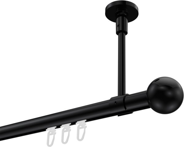 Innenlauf Gardinenstange Aluminium / Metall 20 mm Ø SONETTE - Luino Schwarz