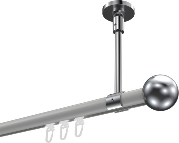Innenlauf Gardinenstange Aluminium / Metall 20 mm Ø SONETTE - Luino Weiß / Chrom 420 cm (3 x 140 cm)