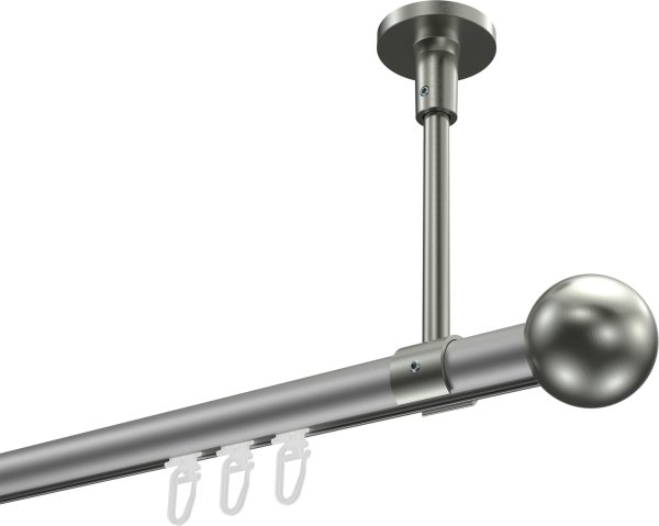 Innenlauf Gardinenstange Aluminium / Metall 20 mm Ø SONETTE - Luino Silbergrau / Edelstahl-Optik 420 cm (3 x 140 cm)