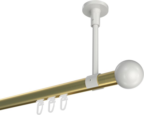 Innenlauf Gardinenstange Aluminium / Metall 20 mm Ø SONETTE - Luino Messing-Optik / Weiß 420 cm (3 x 140 cm)
