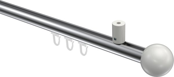 Innenlauf Gardinenstange Aluminium / Metall 20 mm Ø SONIUS - Luino Chrom / Weiß 100 cm