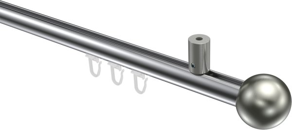 Innenlauf Gardinenstange Aluminium / Metall 20 mm Ø SONIUS - Luino Chrom / Edelstahl-Optik 100 cm