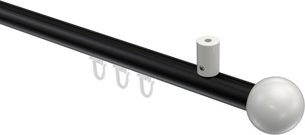 Innenlauf Gardinenstange Aluminium / Metall 20 mm Ø SONIUS - Luino Schwarz / Weiß 100 cm