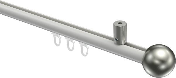 Innenlauf Gardinenstange Aluminium / Metall 20 mm Ø SONIUS - Luino Weiß / Edelstahl-Optik 100 cm