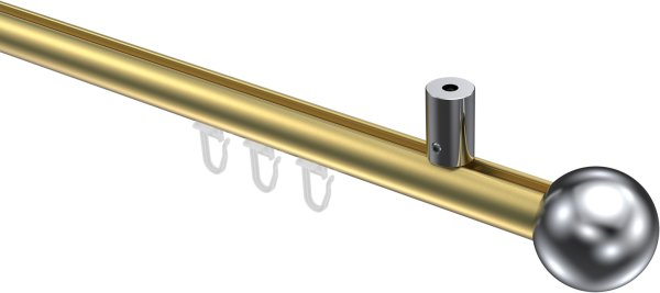 Innenlauf Gardinenstange Aluminium / Metall 20 mm Ø SONIUS - Luino Messing-Optik / Chrom 100 cm