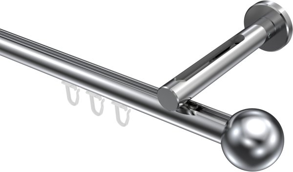 Innenlauf Gardinenstange Aluminium / Metall 20 mm Ø SITENO - Luino Chrom 100 cm
