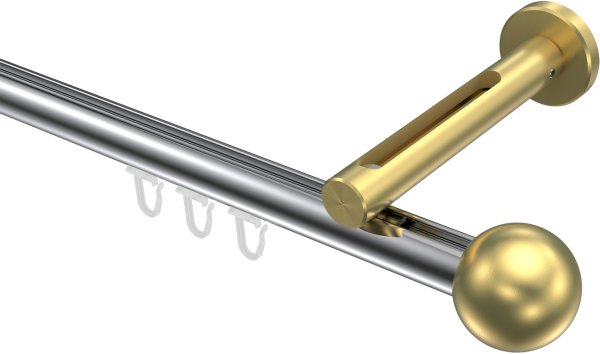 Innenlauf Gardinenstange Aluminium / Metall 20 mm Ø SITENO - Luino Chrom / Messing-Optik 100 cm