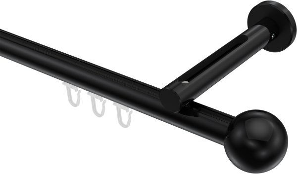 Innenlauf Gardinenstange Aluminium / Metall 20 mm Ø SITENO - Luino Schwarz